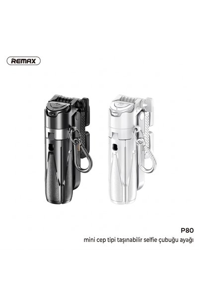 Remax P80 Mini Magnetic Foldable Bluetooth Selfie Stick with Tripod and Desktop Stand White