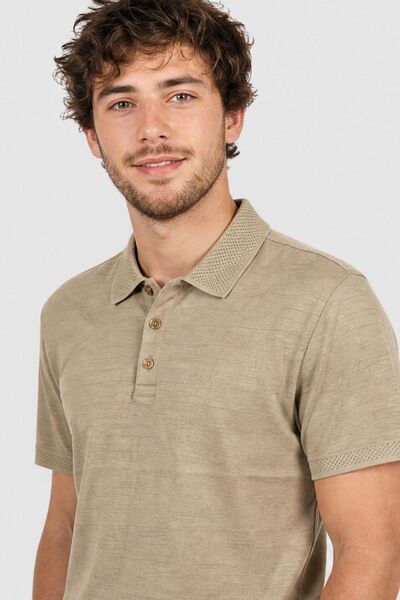 PORTHALL Tricou polo bărbătesc din bumbac 100% bej