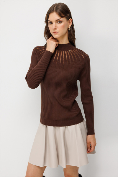 ON Turtleneck Tulle Detailed Knitwear Sweater