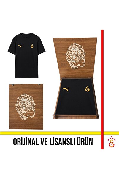 Galatasaray Licensed Puma Logo and Emblem Black Lion T-Shirt with Wooden Box ...
