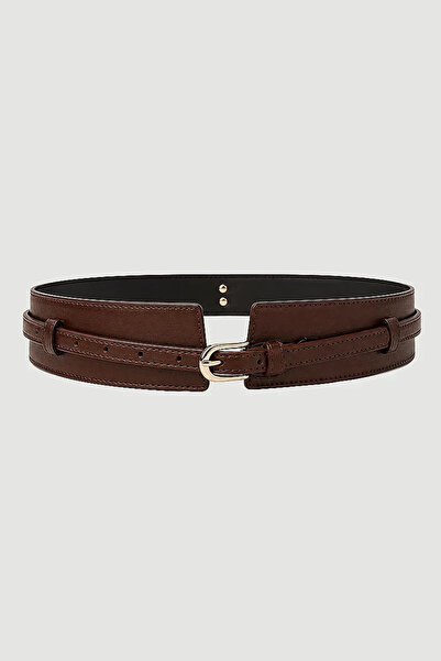 Gusto Double Look Faux Leather Belt - Brown