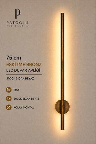 Genel Markalar Patoğlu Aydınlatma 75 cm Eskitme Baston Aplik Şarjlı LED Duvar...
