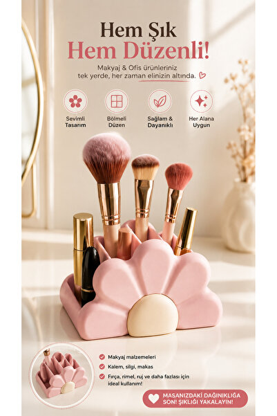 ÜÇ BOYUT ATÖLYE Floral Patterned Tabletop/Makeup Organizer