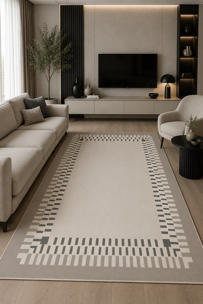GECE HOME Dijital Baskılı Kaymaz Taban Yıkanabilir Desenli Salon Halısı Mutfa...