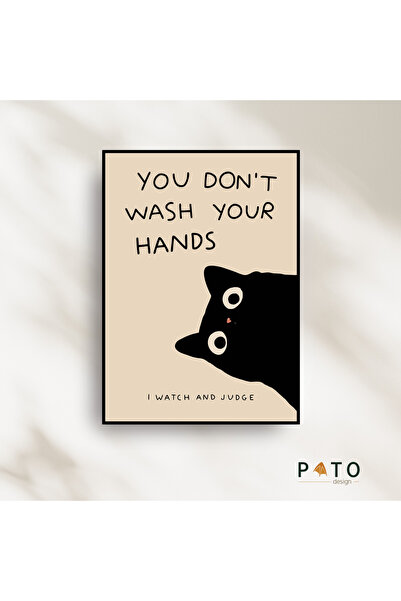 Pato Design 'I Watch & Judge' Kedi Temalı Dekoratif Tablo | Siyah Çerçeveli |...