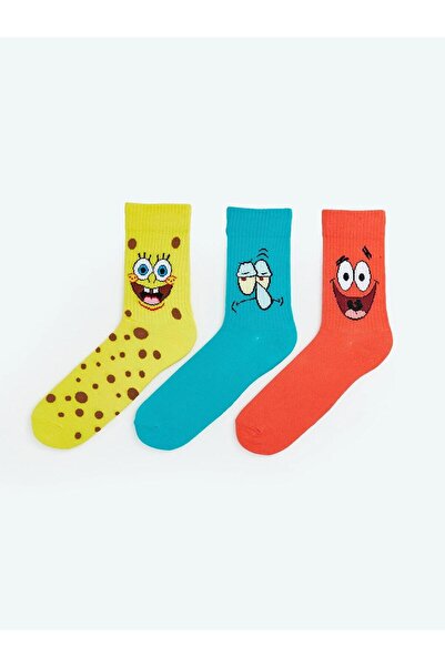 LC Waikiki Mixed Spongebob Printed Men's Socks 3 Pack (W6)