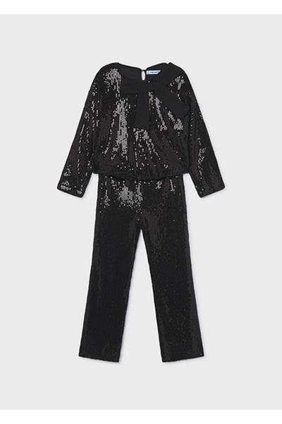 MAYORAL Black Girls' Sequin Pants and Blouse Set 4528