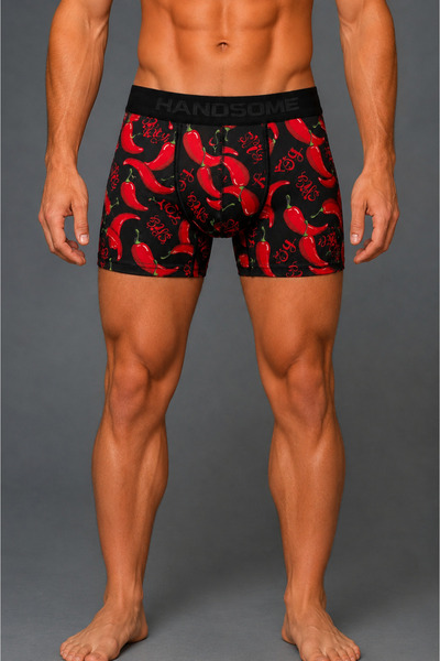 Handsome Acı Biber Desenli Erkek Boxer