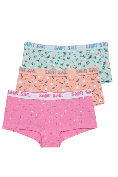 Saint Sail Cotton Lycra Flexible Fabric Printed Couple Boyshort Set of 3 Wome...