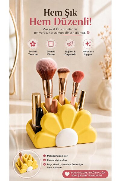 ÜÇ BOYUT ATÖLYE Floral Patterned Tabletop/Makeup Organizer