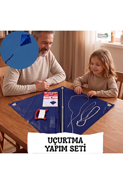 GÜLEN UÇURTMA Naylon Elmas Uçurtma Yapım Seti / Plastik Çıtalı