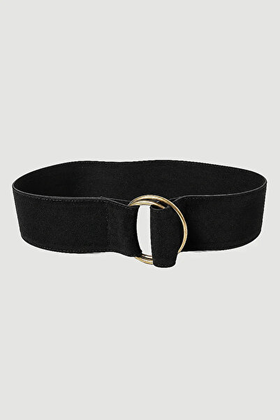 Gusto Metal Buckle Tied Faux Suede Belt - Black