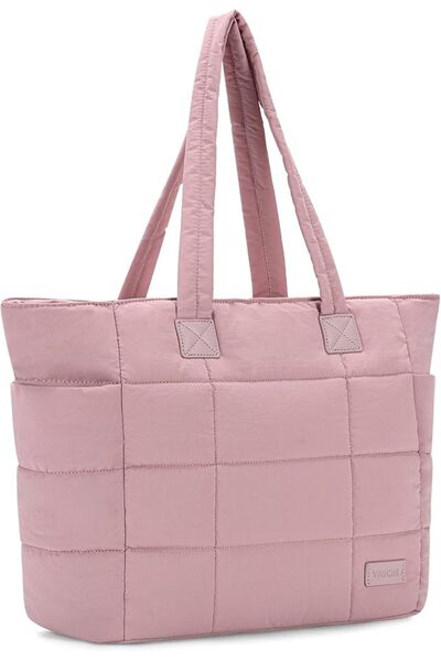 GENERAL Large Tote Bag for Women Lightweight Quilted Puffy Work Bag with Zipp...
