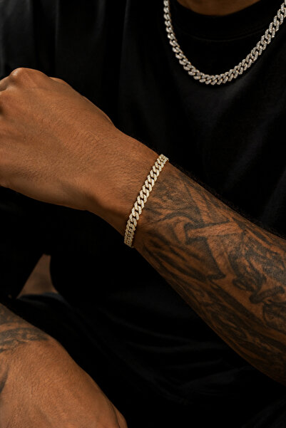 laria jewelry Taşlı İnce Küba Zincir Chain Bileklik