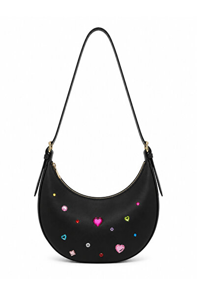 fular & bags Stone Sticker Patterned Women's Hand and Shoulder Bag with Zippe...