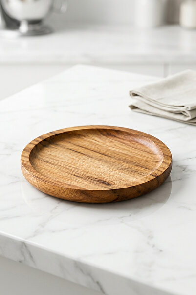 Kitchen Life Στρογγυλή βάση για δοχείο λαδιού ακακίας για πάγκο εργασίας