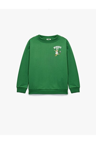 Koton Football Printed Long Sleeve Crew Neck School Sweatshirt