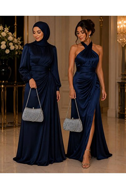 womenacs Platinum Color Striped Material Design Evening Dress Clutch Chain St...