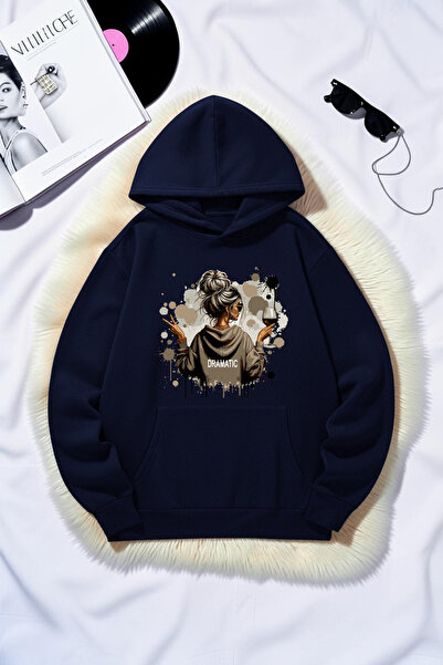 uyguntarz Unisex Dramatic Printed Oversize Hoodie Hooded Sweatshirt