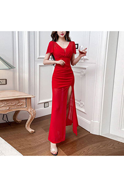 dorbe Women's V-neck Short sleeve Maxi Dress
