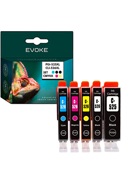 EVOKE cerneală compatibilă pentru Canon PGI-525 CLI-526 5x PIXMA iP4820 iP484...