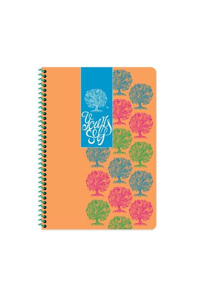 KESKİN COLOR A4 Spiral Cardboard Cover Checkered Neon Notebook - Orange