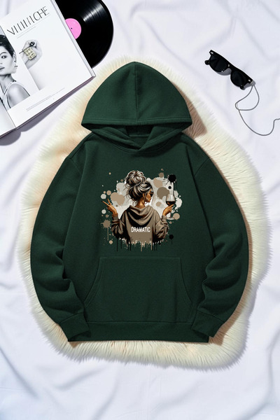 uyguntarz Unisex Dramatic Printed Oversize Hoodie Hooded Sweatshirt