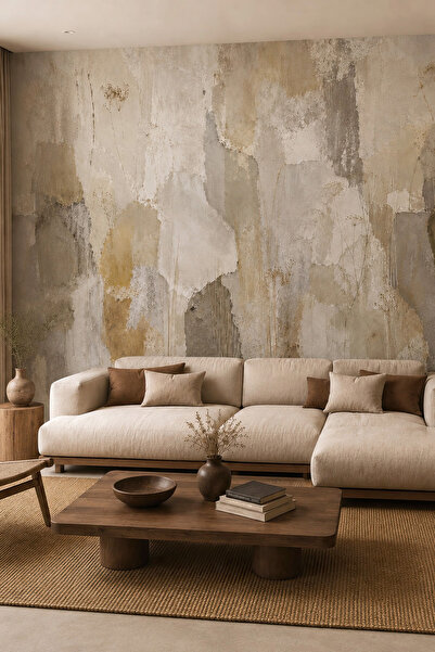 dreamwall Palimpsest- Patchwork Soft Tonlar Temalı Tek Parça Tekstil Duvar Ka...