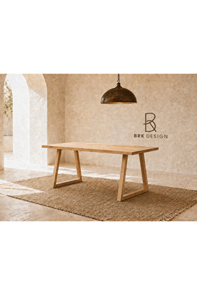 BRK Design Açılı Ahşap Ayaklı Doğal Çam Yemek Masası 80x150_A1-05