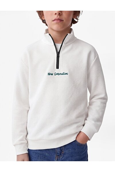 Koton Printed Detail Half Zipper Detailed Long Sleeve High Neck School Sweats...