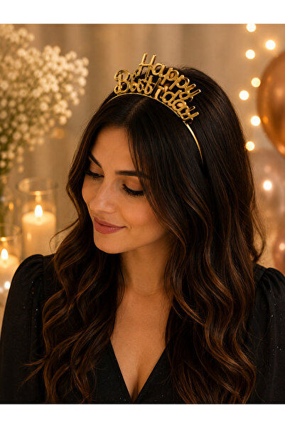 Bymiel Gold Happy Birthday Written Metal Birthday Party Crown – Adult Women's...