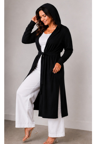 CNG MODA Cardigan sport lung Sandy cu glugă și șliț