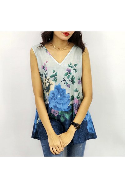 dorbe Women's Multicolor Floral V-Neck T-Shirt