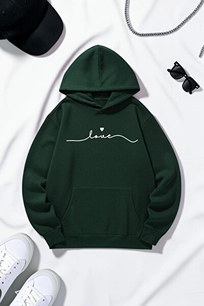 uyguntarz Unisex Love Printed Oversize Hoodie Hooded Sweatshirt