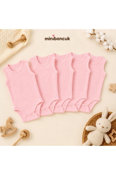 miniboncuk طقم قمصان داخلية للأطفال مكون من 5 قطع باللون الوردي مصنوع من القطن بنسبة 100%