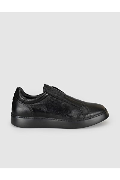 Cabani Genuine Leather Black Laceless Men's Sneaker