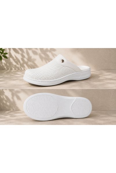 BLUMSABOTERLİK Classic Sole with Full Orthopedic and Anatomical Structure, Comfortable Hospital-Grade, Non-Slip Sole and Stitched White Finish