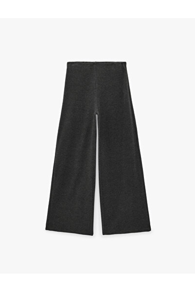 Koton Beli Lastikli Uzun Geniş Paça Triko Pantolon