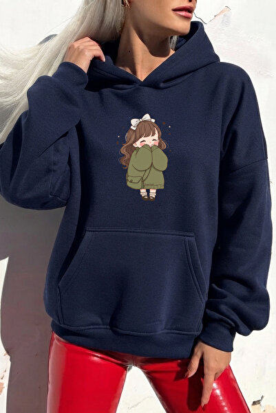 uyguntarz Unisex Cuteanime Printed Oversize Hoodie Hooded Sweatshirt