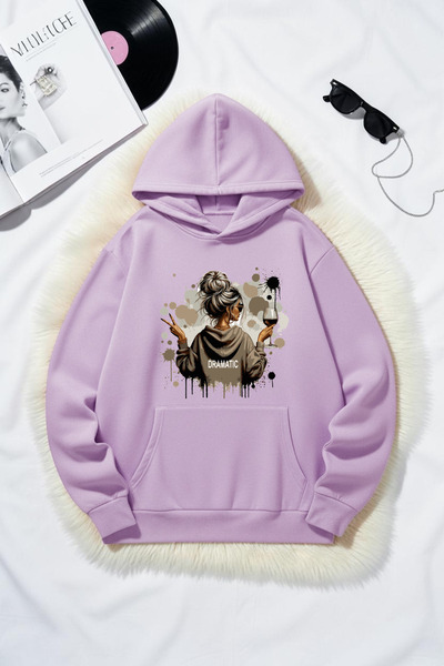 uyguntarz Unisex Dramatic Printed Oversize Hoodie Hooded Sweatshirt