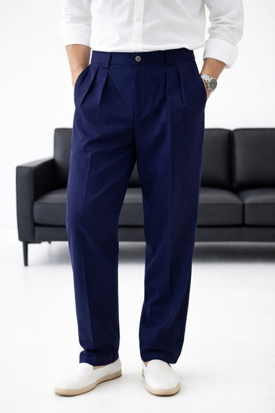 urban wear URBAN ERKEK LACİ Çift Pileli İtalyan Kesim Kumaş Pantolon -2624