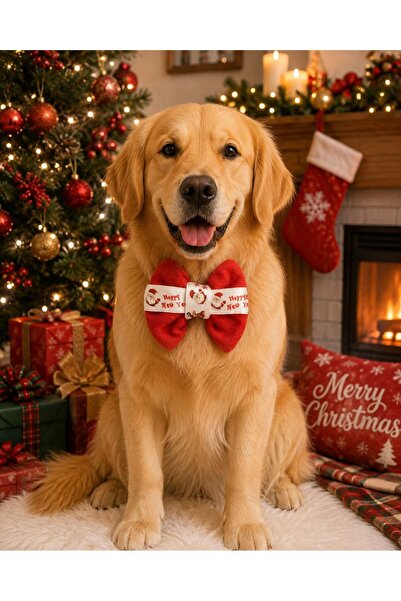 DOGİ&DOG Red Christmas Themed Dog Bow Tie Cat Bow Tie (1-50kg)