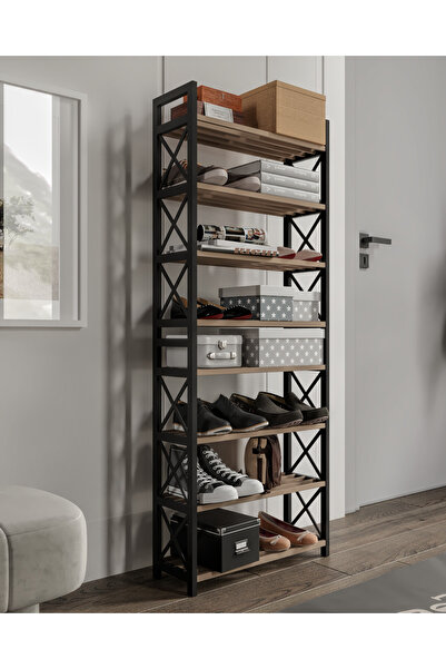 Supply Home 8 Katlı Masif Ahşap Ayakkabılık Dar Alan Organizer Çam Ahşap Rafl...