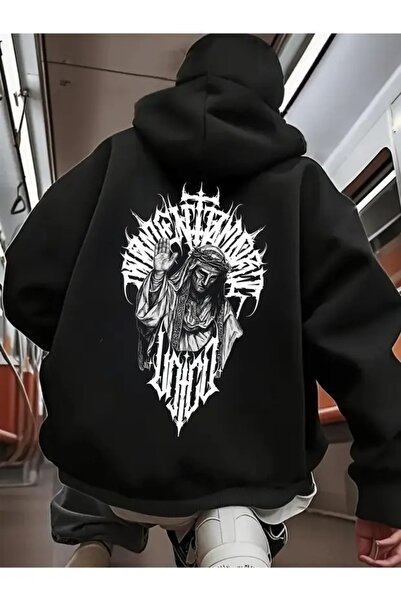 LOTS MODA Oversize Fermuarlı Kar Maskeli Hoodie – Unisex
