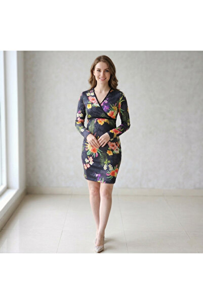 dorbe Women's Geometric pattern Bodycon Long sleeve Dress