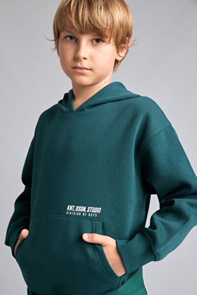 DeFacto Okul Regular Fit Hooded Printed Kangaroo Pocket Thick Fabric Sweatshi...