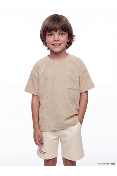 LC Waikiki Two Mt Shop Quality Textured Pocket T-Shirt for Boys