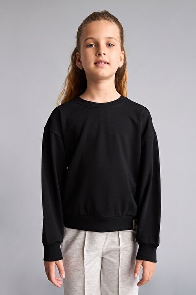 DeFacto Okul Pamuklu Relax Fıt Bisiklet Yaka Uzun Kollu Sweatshirt Kız Çocuk ...
