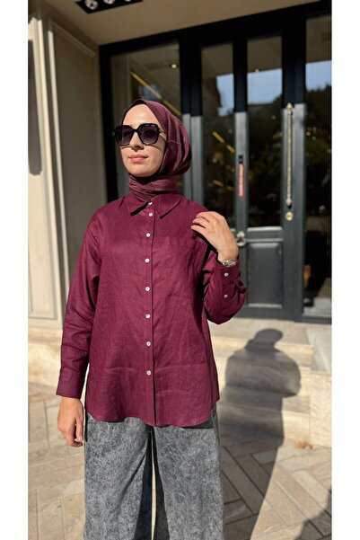 QOOQ STORE 26SS228 Lidya Kadın Gömlek Bordo