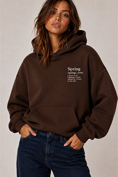 SANTAMİLA Coffee Spring Printed Oversize Sweatshirt